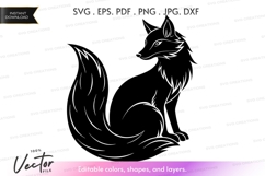 Vector silhouette of a sitting fox Product Image 1