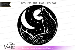 Vector silhouette of a wolf and moon Product Image 1