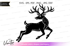 Vector silhouette of a reindeer Product Image 1