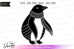 Penguin with scarf vector silhouette Product Image 1