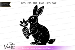 Vector silhouette of a rabbit holding a carrot Product Image 1