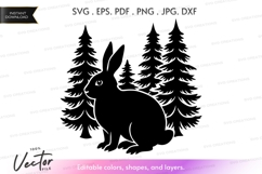 Vector silhouette of rabbit in forest Product Image 1