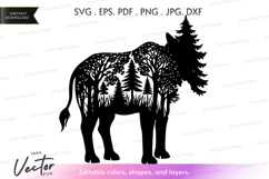 Vector silhouette of a wolf with forest Product Image 1