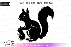 Vector silhouette of a squirrel with a baby Product Image 1