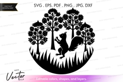 Vector silhouette of squirrel in forest Product Image 1