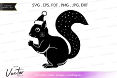 Vector silhouette of a squirrel wearing a santa hat Product Image 1