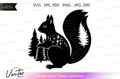 Vector silhouette of a squirrel with trees Product Image 1