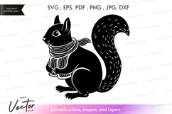 Cute squirrel with scarf vector silhouette Product Image 1