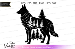 Wolf silhouette with forest Product Image 1