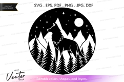 Wolf silhouette in mountain landscape Product Image 1