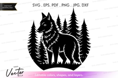 Wolf in forest vector silhouette Product Image 1