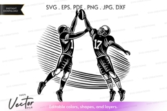 Football players high five vector silhouette Product Image 1