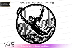 Vector silhouette of a football player catching a ball Product Image 1