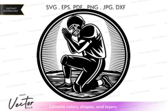 Vector silhouette of football players embracing Product Image 1