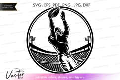 Vector silhouette of a football player catching a ball Product Image 1
