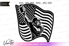 Football player holding american flag - vector silhouette Product Image 1