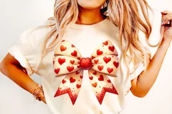Valentines Coquette Bow PNG, Valentine's Day Bow PNG, Hearts Product Image 1