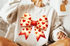 Valentines Coquette Bow PNG, Valentine's Day Bow PNG, Hearts Product Image 2