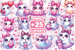 Pastel Cute Ghost Sublimation PNG | Kawaii Halloween Clipart Product Image 1