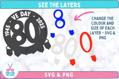 VE Day 2025 80 Year Celebration SVG Cut File Design Layers shown