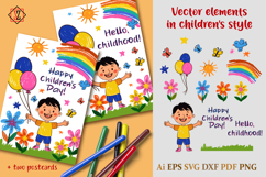 Vector cliparts in children's style / Postcards Product Image 1