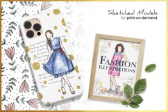 Watercolor fashion illustrations for photo cases and poster designs