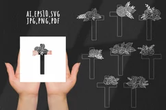 Christian religious silhouettes. Floral cross cut file Product Image 1