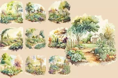 Vegetable Garden Scene | Watercolour Clipart PNG Product Image 2