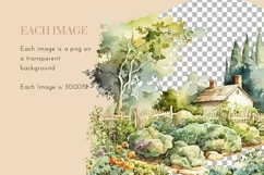 Vegetable Garden Scene | Watercolour Clipart PNG Product Image 3