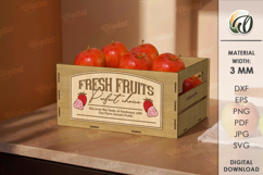 Vegetable And Fruit Box Lasercut. 3D Wooden Box SVG Product Image 1