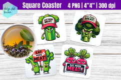Angry vegetables Square Coaster Sublimation Product Image 1