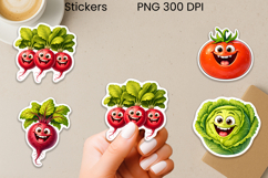 Funny groovy vegetables stickers | Food sticker printable Product Image 1