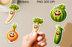 Funny groovy vegetables stickers | Food sticker printable Product Image 1