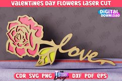 Valentine&#039;s Day Flowers Laser Cut Bundle | 3D Flower Word Product Image 2