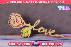 Valentine&#039;s Day Flowers Laser Cut Bundle | 3D Flower Word Product Image 5