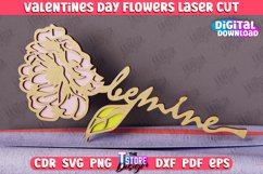 Valentine&#039;s Day Flowers Laser Cut Bundle | 3D Flower Word Product Image 6