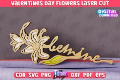 Valentine&#039;s Day Flowers Laser Cut Bundle | 3D Flower Word Product Image 11