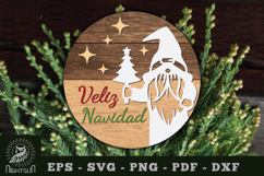 Veliz Navidad Laser Cut Round Sign Product Image 1