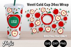 Full Wrap Red Apple Sweet Fruit 24oz Venti Cold Cup SVG Product Image 1