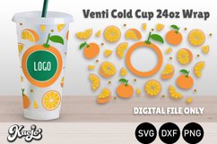 Full Wrap Orange, Summer Fruit 24oz Venti Cold Cup SVG Product Image 1