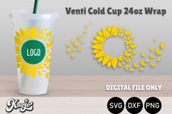 Full wrap Sunflower Butterfly 24oz Venti Cold Cup SVG Product Image 1