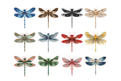 Gemstone Dragonfly Clipart PNG Set Product Image 2