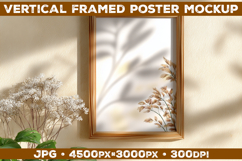 Framed Poster Mockup on Beige Textured Wall Product Image 1