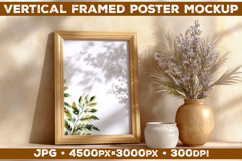 Framed Poster Mockup on Beige Textured Wall Product Image 1