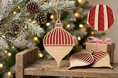 Vertical Lines Christmas Ornament SVG Wood Laser Cut Product Image 1