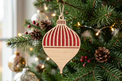 Vertical Lines Christmas Ornament SVG Wood Laser Cut Product Image 2