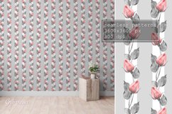 Vertical seamless patterns with roses | Floral digital paper Product Image 2