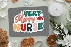 Very Merry Nurse Stickers SVG , Christmas SVG Design Product Image 3