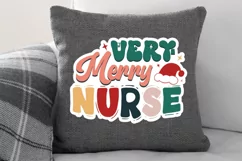 Very Merry Nurse Stickers SVG , Christmas SVG Design Product Image 2