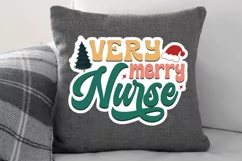 Very Merry Nurse Stickers SVG , Christmas SVG Design Product Image 2